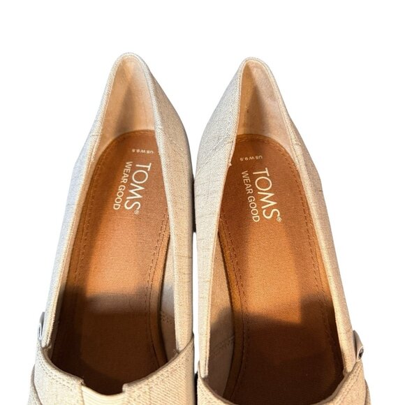 TOMS Classic Wedge Women's Sandal Size 9.5 Beige Natural Classic Jacquard - Picture 4 of 5